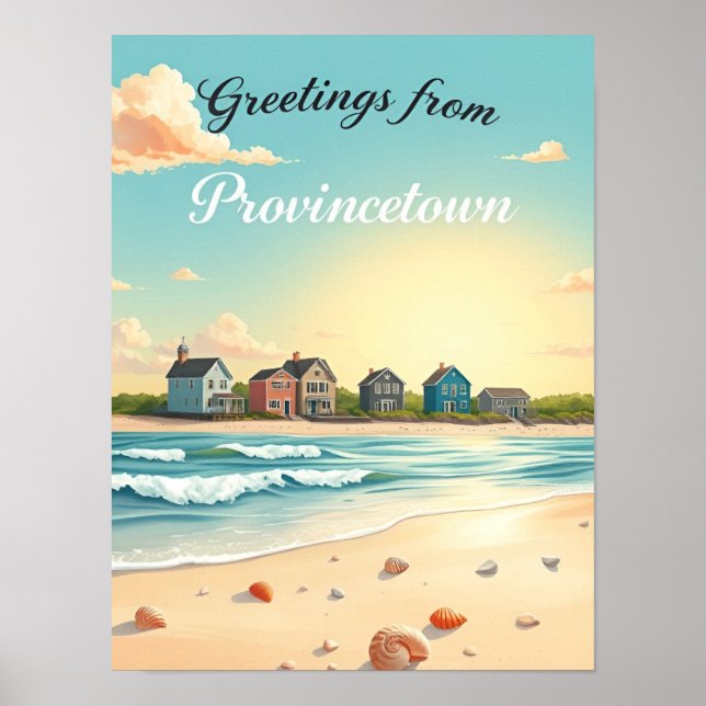 Póster Provincetown, Massachusetts – Playas de Cape Cod (Frente)
