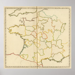 Póster Provincias, esquema de Francia