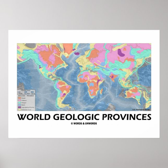 Póster Provincias Geológicas Mundiales (Geología del Mapa (Frente)
