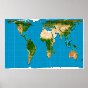 Póster Proyección de mapa del mundo corregida
