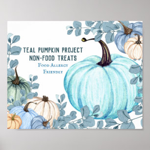 Póster Proyecto de calabaza Verde azulada amigable con la