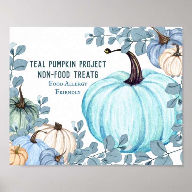Póster Proyecto de calabaza Verde azulada amigable con la (Frente)