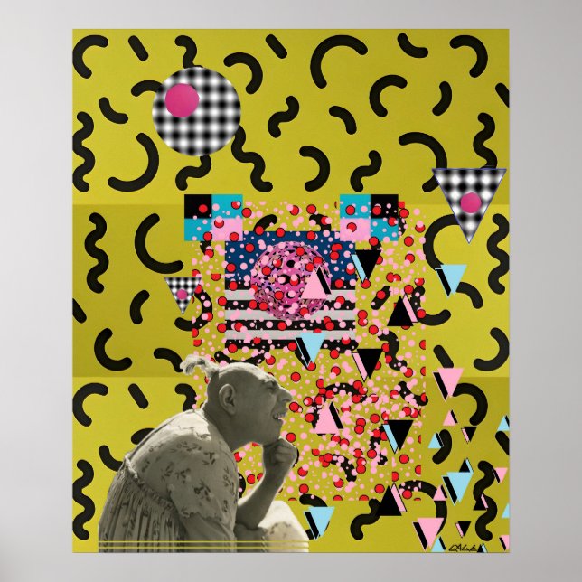 Póster Proyecto de diseño Memphis con cabeza de alfiler 2 (Frente)