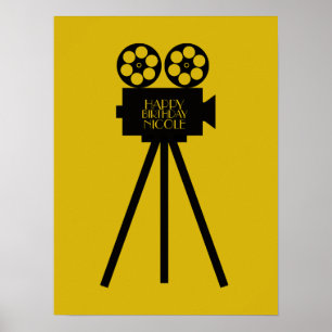 Póster Proyector de películas Hollywood Feliz cumpleaños