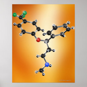Póster Prozac. Modelo molecular del antidepresivo