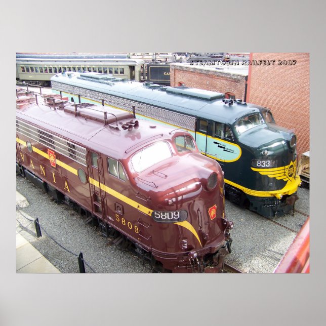 Póster PRR E8A 5809 y ERIE E8A 833 @ Steamtown (Frente)