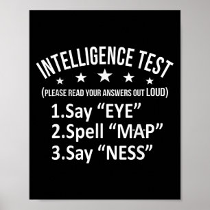 Póster Prueba de inteligencia Humor adulto gracioso Sarca