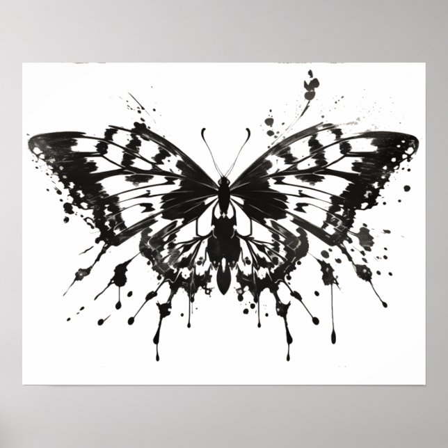 Póster Prueba de tinta de Rorschach | No 1 | Mariposa (Frente)