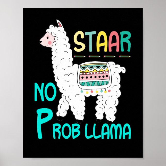 Póster Prueba STAAR No Prob Llama Prueba de examen de doc (Frente)