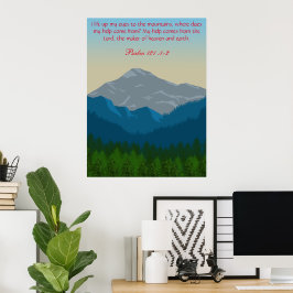 Póster Psalm121 Biblia Verse Mountains View