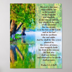 Póster Psalm1:1-3 Blessed is the man Christian