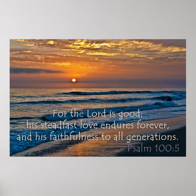 Póster Psalm 100:5 Imagen de atardecer (Frente)
