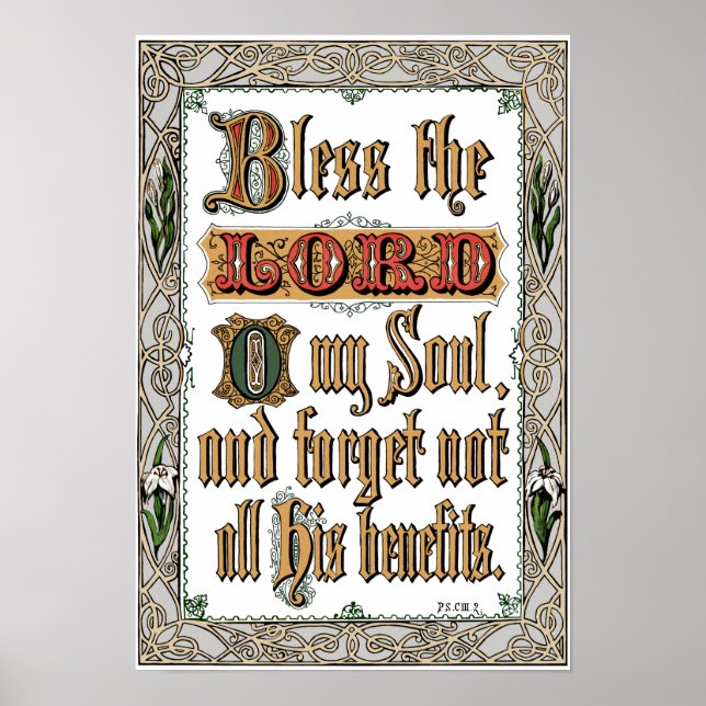 Póster Psalm 103:2 Victorian Scripture Poster (Frente)
