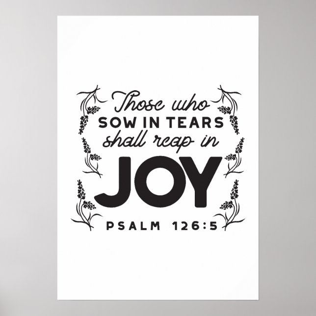 Póster Psalm 126:5 Scripture Typography – Reap in Joy (Frente)