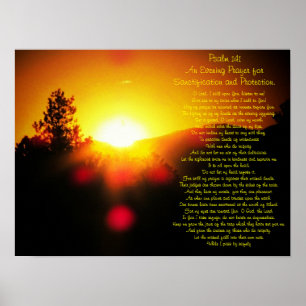 Póster Psalm 141 with bright Sunset over Mountains