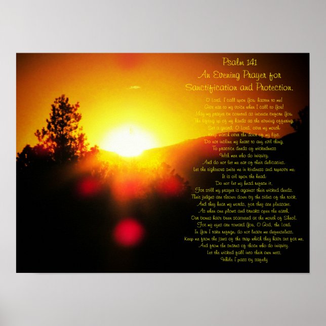 Póster Psalm 141 with bright Sunset over Mountains (Frente)