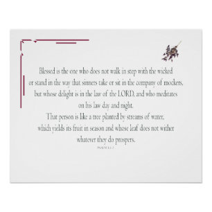 Póster PSALM 1, does not walk in step with the wicked