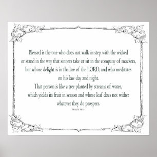 Póster Psalm 1, does not walk in step with the wicked,