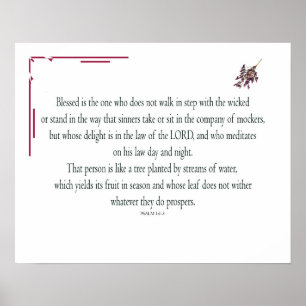 Póster Psalm 1, Law day and Night, Streams of Waters,