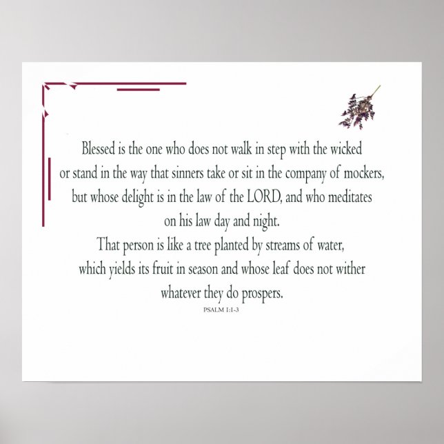 Póster Psalm 1, Law day and Night, Streams of Waters, (Frente)