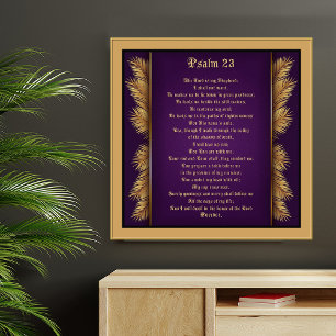 Póster Psalm 23 Bible Scripture Gold Feathers Gicleé