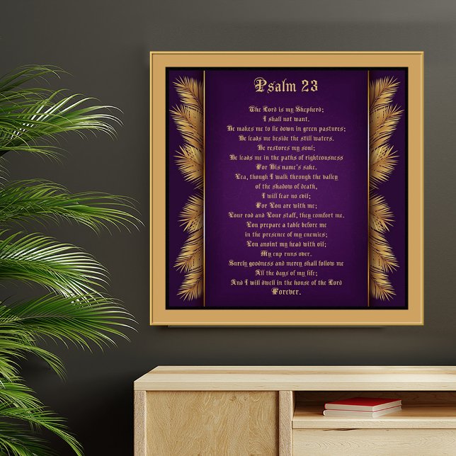 Póster Psalm 23 Bible Scripture Gold Feathers Gicleé (Subido por el creador)