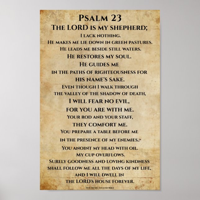 Póster Psalm 23  { NHEB version.} (Frente)