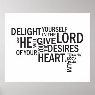 Póster Psalm 37:4 "Desires of Your Heart" Subway Art