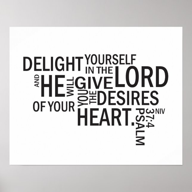 Póster Psalm 37:4 "Desires of Your Heart" Subway Art (Frente)
