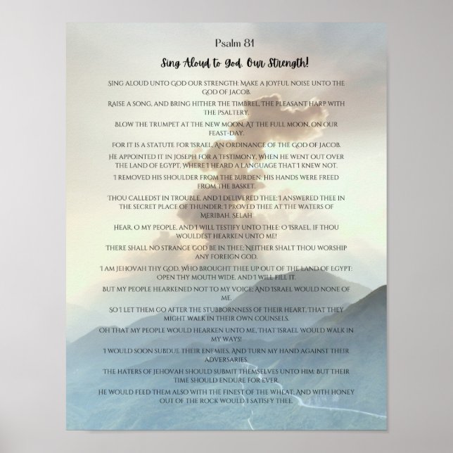 Póster Psalm 81, Sing Aloud to  God Our Strength (Frente)