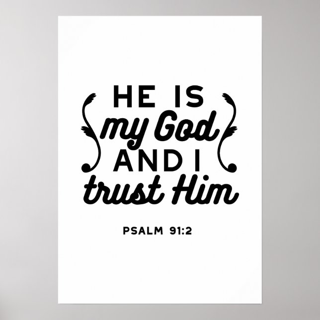 Póster Psalm 91:2 – Trust in God Christian Bible Verse (Frente)