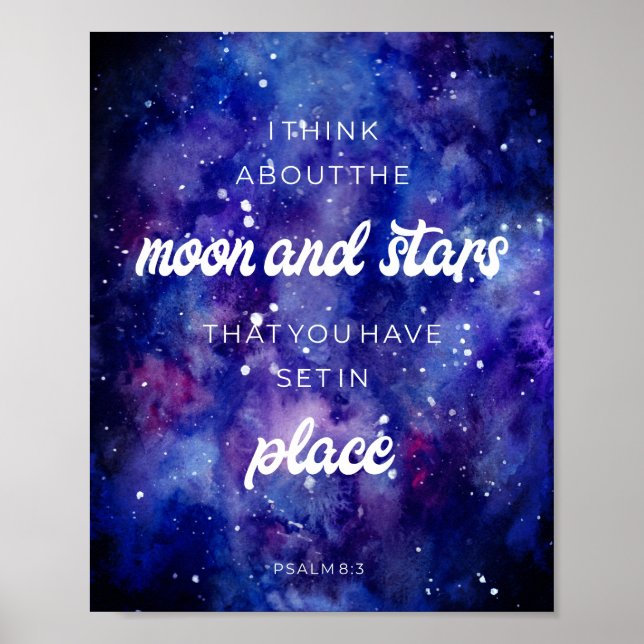 Póster Psalms watercolor Galaxy Stars Bible Verse Quote (Frente)
