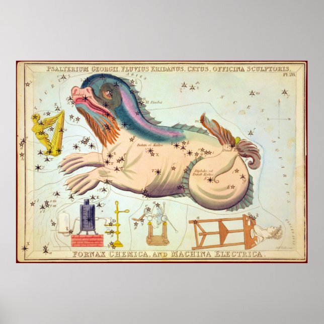 Póster Psalterium Georgii, Fluvius Eridanus, Cetus, etc. (Frente)