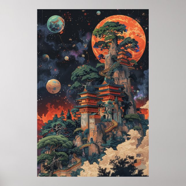 Póster Psicodelia 3D DMT Baobab Bonsai Ukiyo-e Poster (Frente)