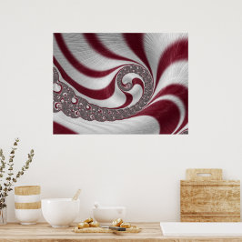 Póster Psicodelia Fantasía a rayas espiral blanca magenta