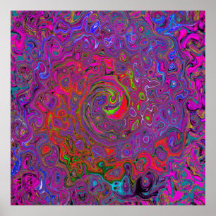 Póster Psicodelia Groovy Magenta Retro Bañón Líquido