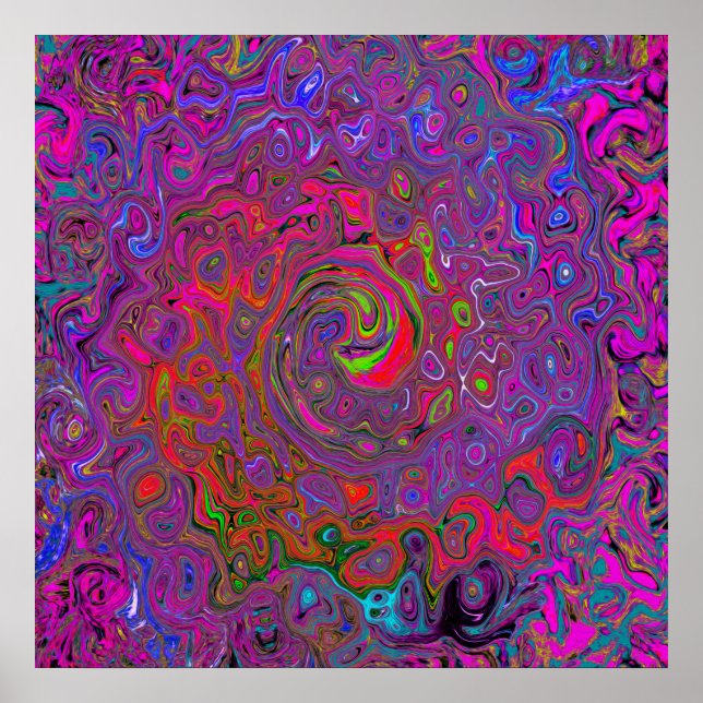 Póster Psicodelia Groovy Magenta Retro Bañón Líquido (Frente)