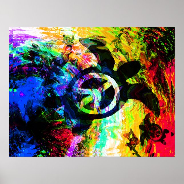 Póster Psicodelia Poster de la Tortuga de la Paz (Frente)