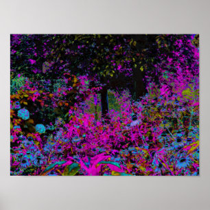 Póster Psicodelia Rosa Caliente y Amanecer del Jardín Neg