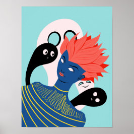 Póster Psicodelia trippy extraño chica alienígena