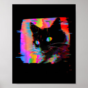 Póster Psicodelia Weirdcore Cat Vaporwave Recorrido estét