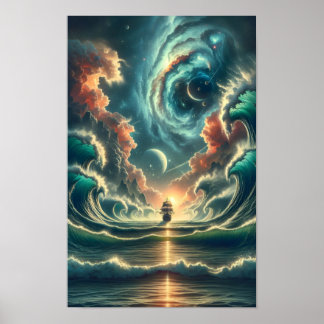 Póster Psicodélica tormenta Nebula