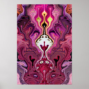 Póster Psicodélico abstracto rosa