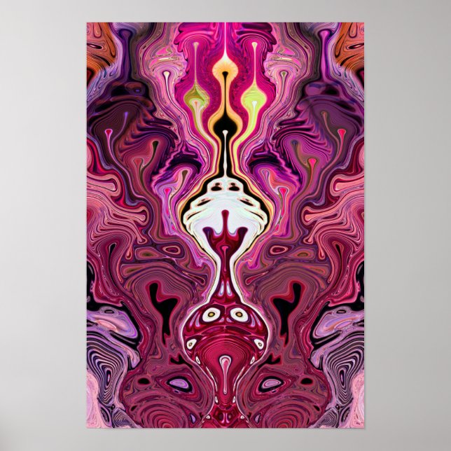 Póster Psicodélico abstracto rosa (Frente)