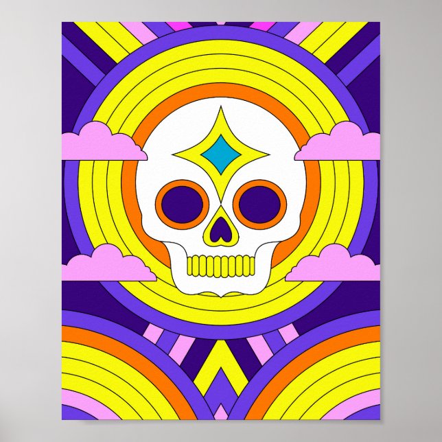 Póster Psicodélico cráneo arcoiris (Frente)