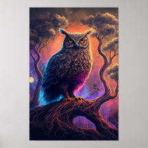 Póster Psicodélico de Búho Místico | Animal Espiri