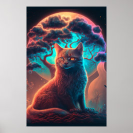Póster Psicodélico de Gato Místico | Gato Cósmico 