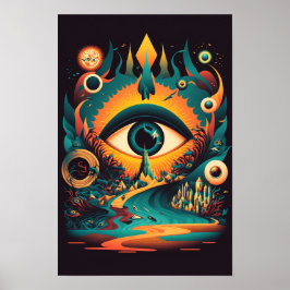 Póster Psicodélico de Ojo que Todo lo Ve | Místico