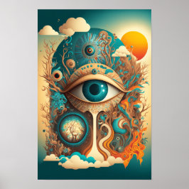 Póster Psicodélico de Ojo que Todo lo Ve | Místico