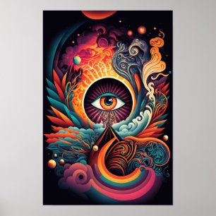 Póster Psicodélico de Todo Ojo Vidente Místico 3